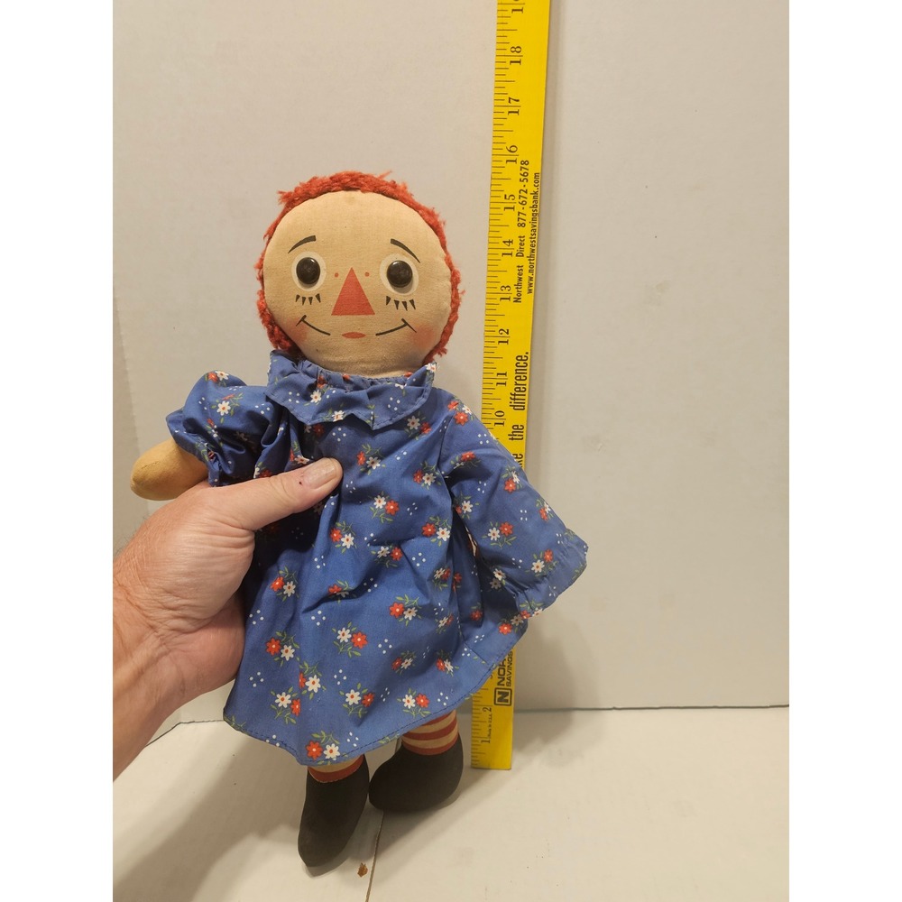 Vintage Raggedy Ann and Andy Musical Pull String Cloth Dolls 15 Inch Set of 2